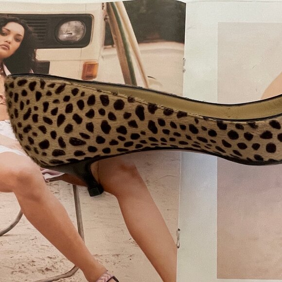 JIMMY CHOO Black & Tan Leather & Pony Hair Animal Print Kitten Heels: Size 39.5 - Picture 4 of 8